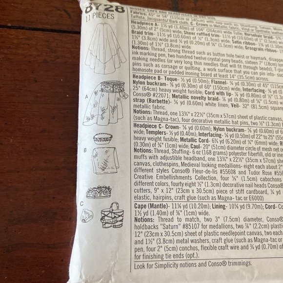 🪡 Simplicity MISSES MEDIEVAL Costumes Sewing Pattern 8728 - Picture 2 of 4